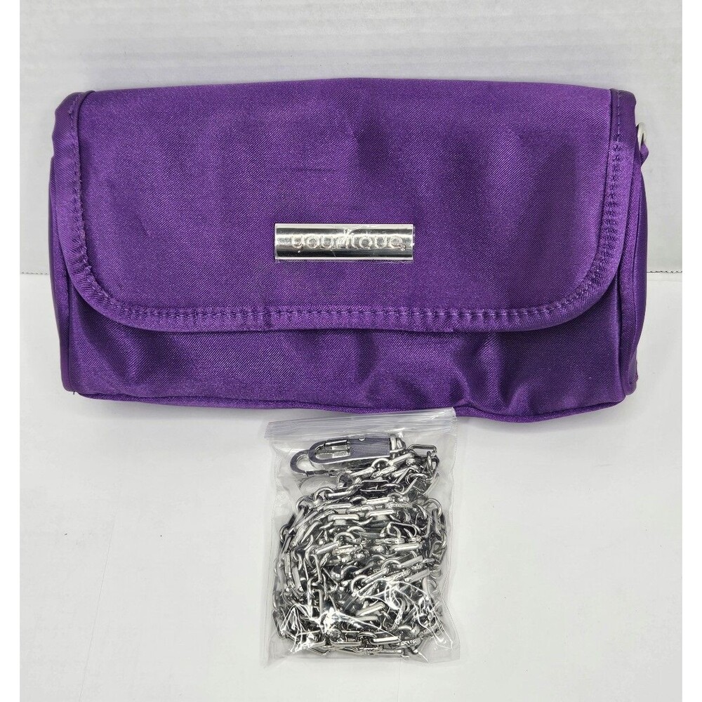 Younique Small Purple Silver Chain Crossbody Purse Clutch